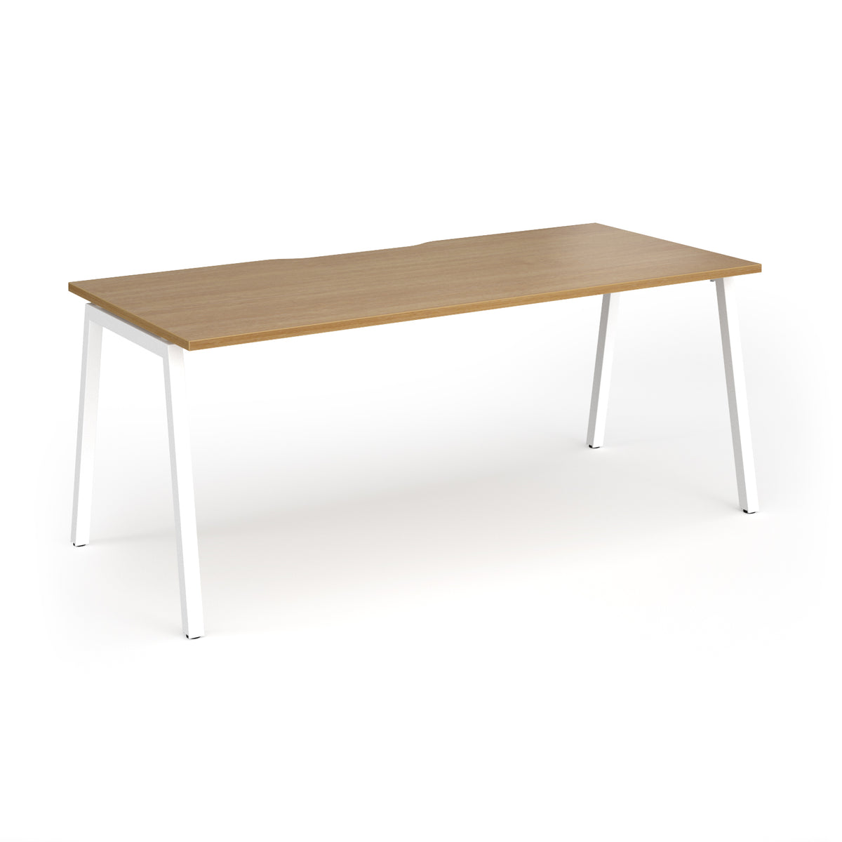 Connex Angled 1800 x 800 x 725mm Single Desk - White Frame / Oak Top - view 1
