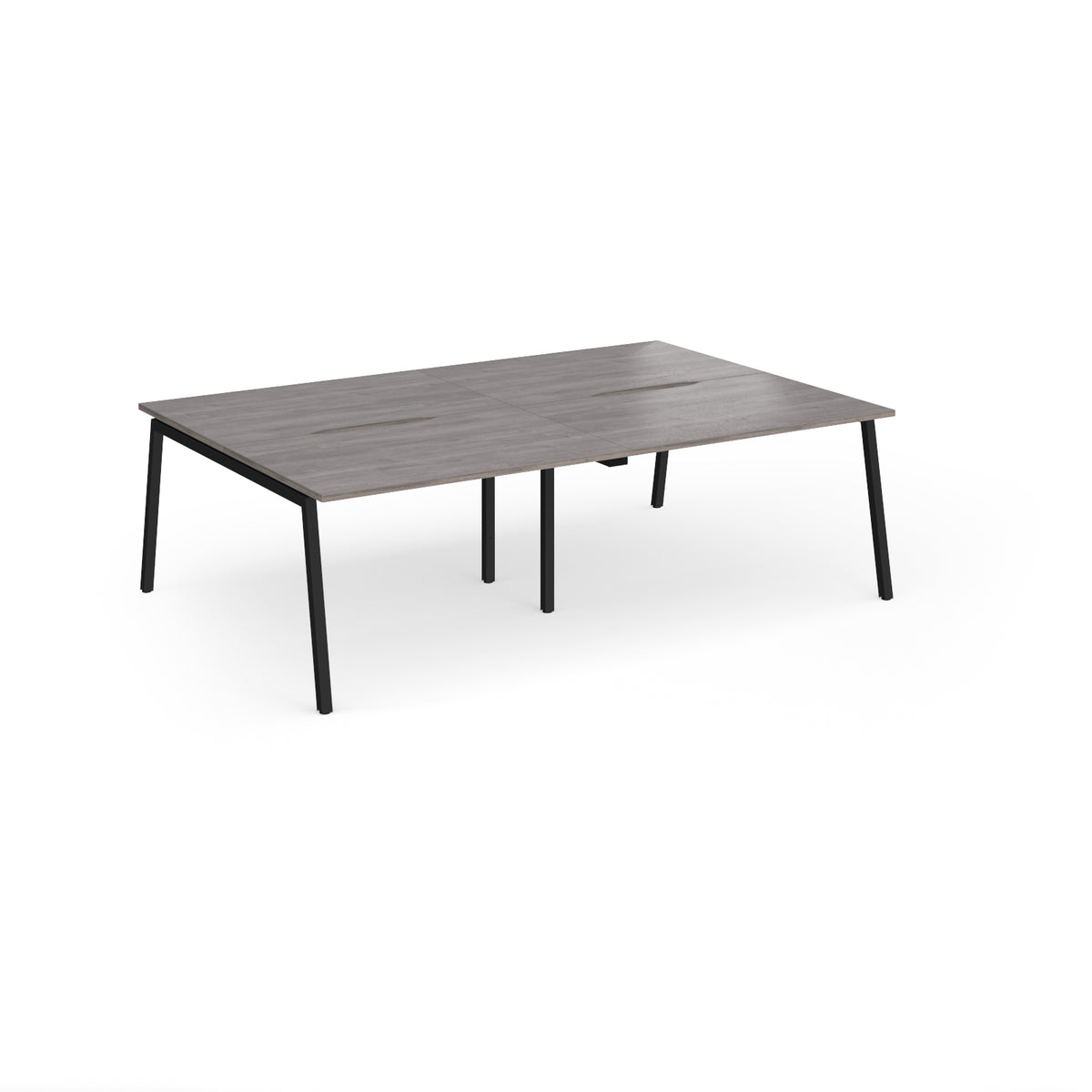 Connex Angled 2400 x 1600 x 725mm Back to Back Desk ( 4 x 1200mm ) - Black Frame / Grey Oak Top - view 1