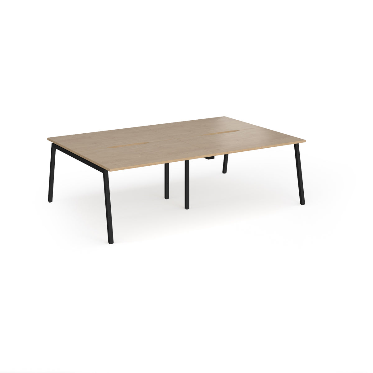 Connex Angled 2400 x 1600 x 725mm Back to Back Desk ( 4 x 1200mm ) - Black Frame / Kendal Oak Top - view 1