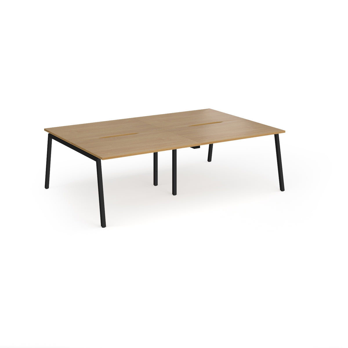 Connex Angled 2400 x 1600 x 725mm Back to Back Desk ( 4 x 1200mm ) - Black Frame / Oak Top - view 1