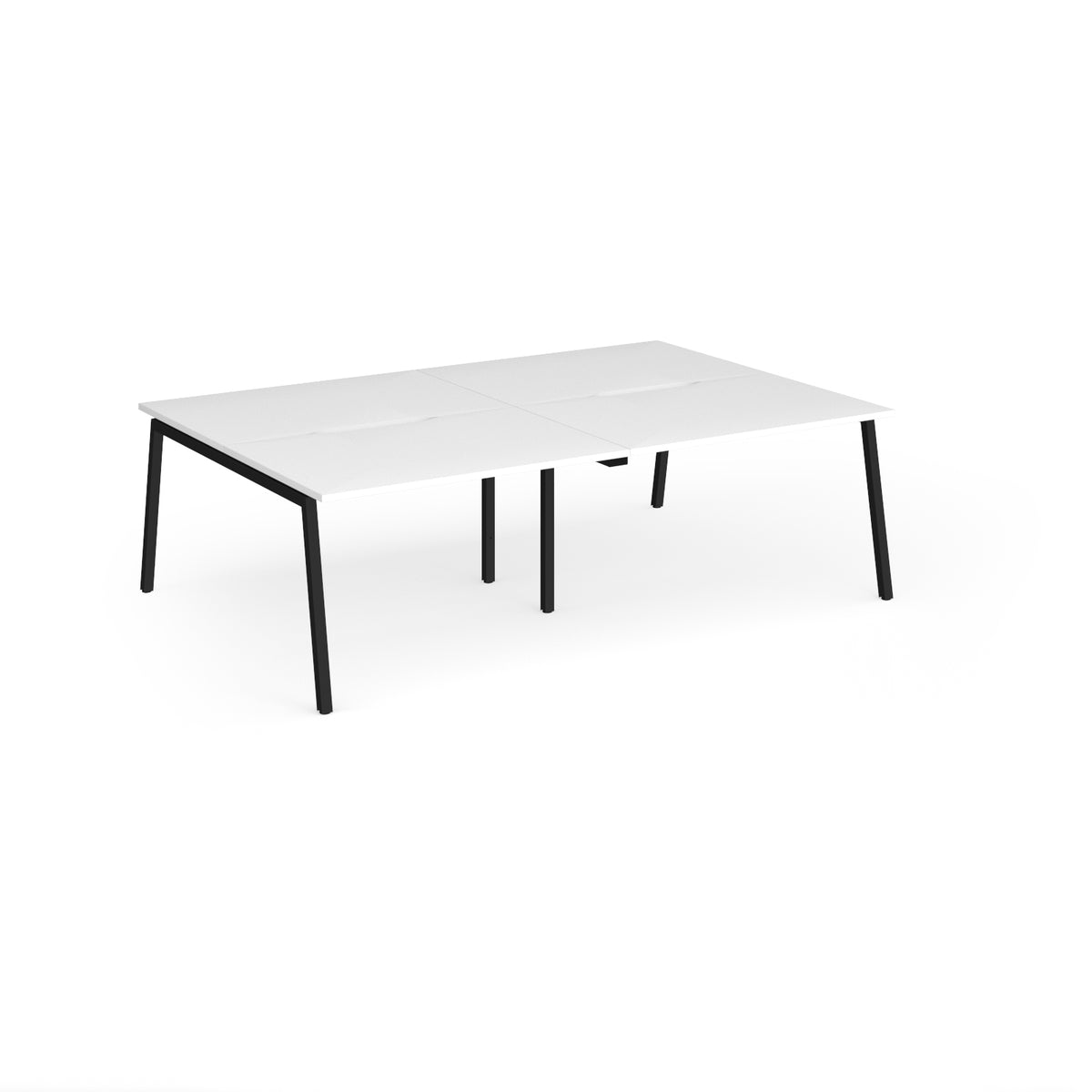 Connex Angled 2400 x 1600 x 725mm Back to Back Desk ( 4 x 1200mm ) - Black Frame / White Top - view 1