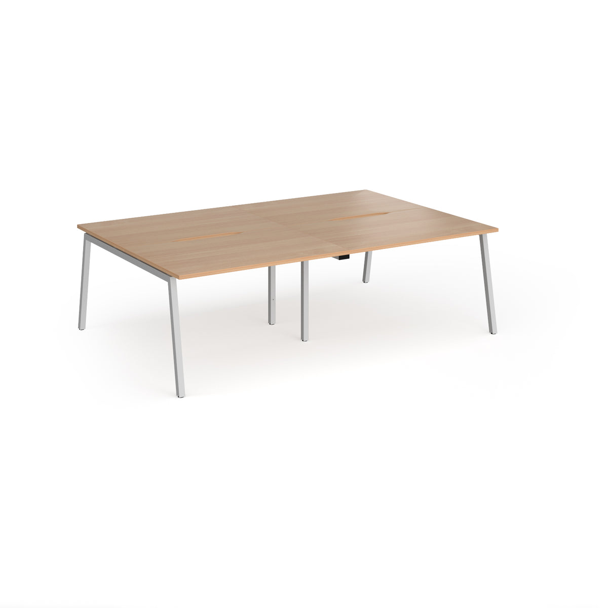 Connex Angled 2400 x 1600 x 725mm Back to Back Desk ( 4 x 1200mm ) - Silver Frame / Beech Top - view 1