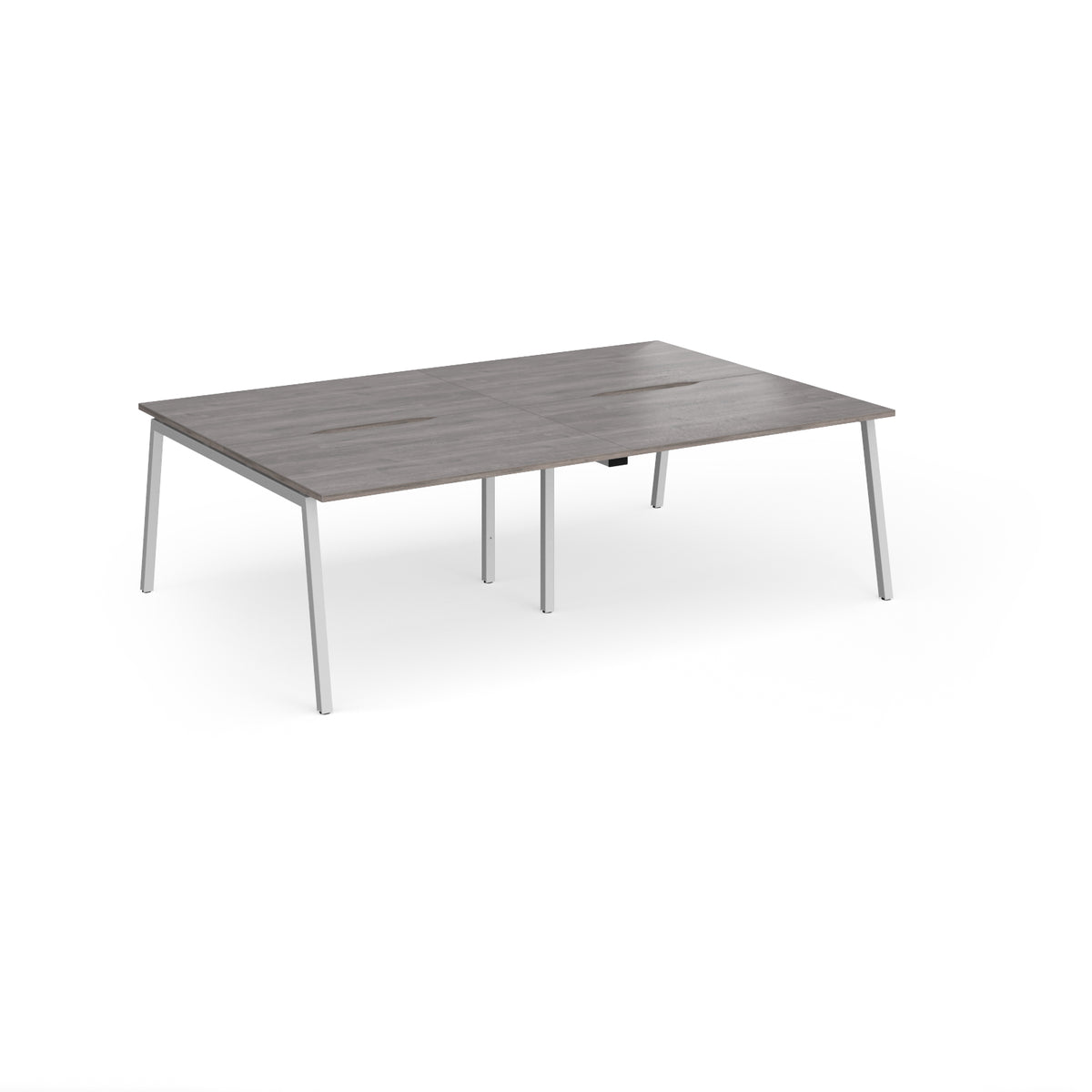 Connex Angled 2400 x 1600 x 725mm Back to Back Desk ( 4 x 1200mm ) - Silver Frame / Grey Oak Top - view 1