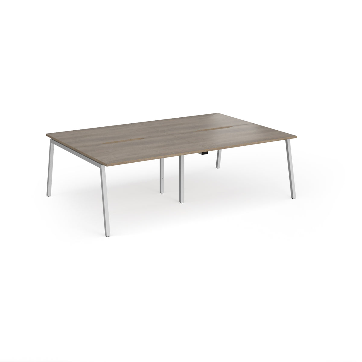 Connex Angled 2400 x 1600 x 725mm Back to Back Desk ( 4 x 1200mm ) - Silver Frame / Nebraska Oak Top - view 1
