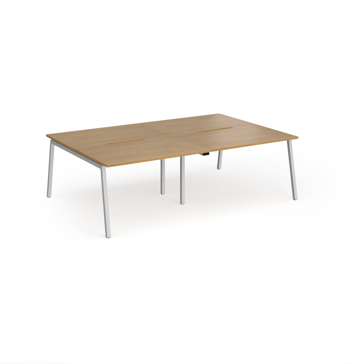 Connex Angled 2400 x 1600 x 725mm Back to Back Desk ( 4 x 1200mm ) - Silver Frame / Oak Top - view 1