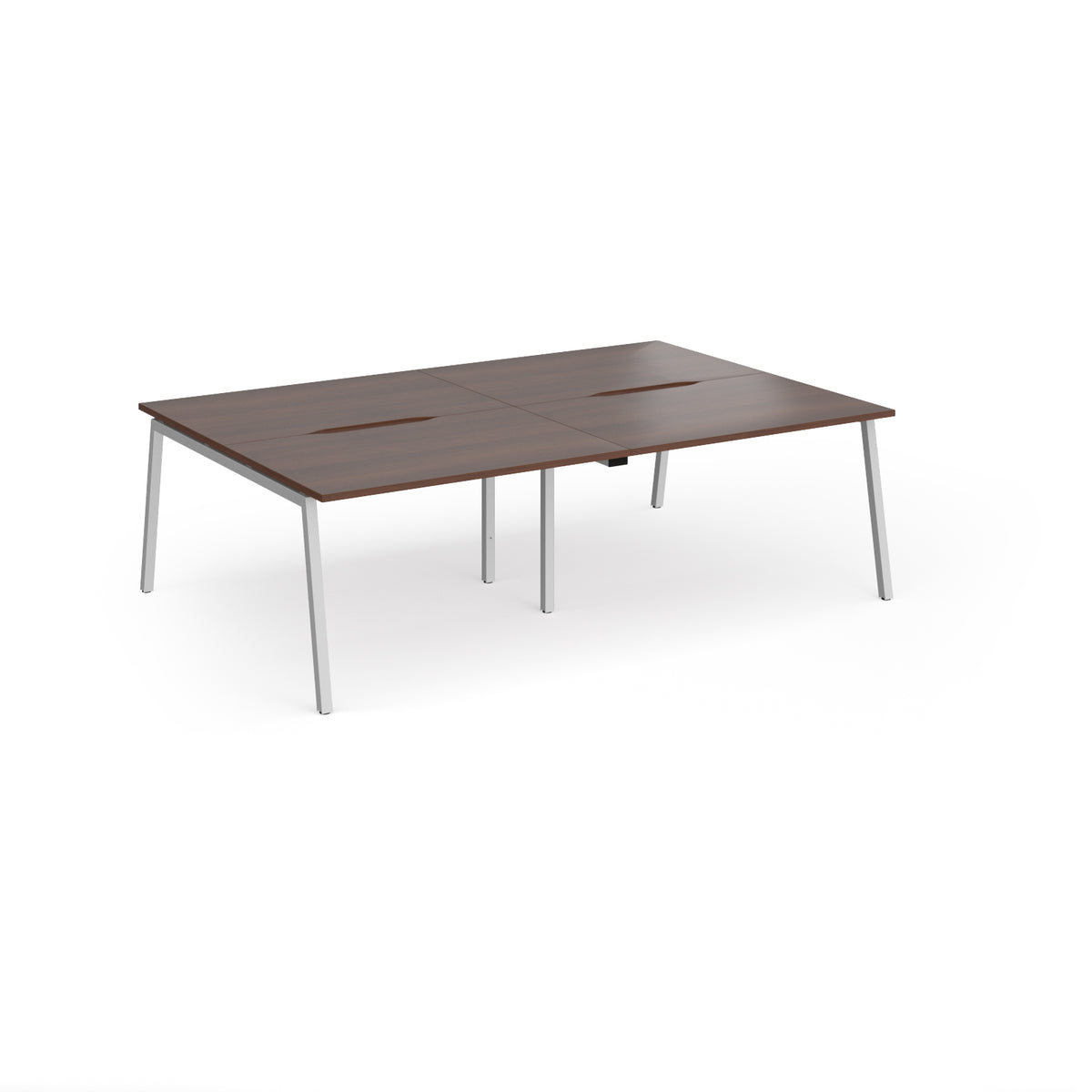 Connex Angled 2400 x 1600 x 725mm Back to Back Desk ( 4 x 1200mm ) - Silver Frame / Walnut Top - view 1