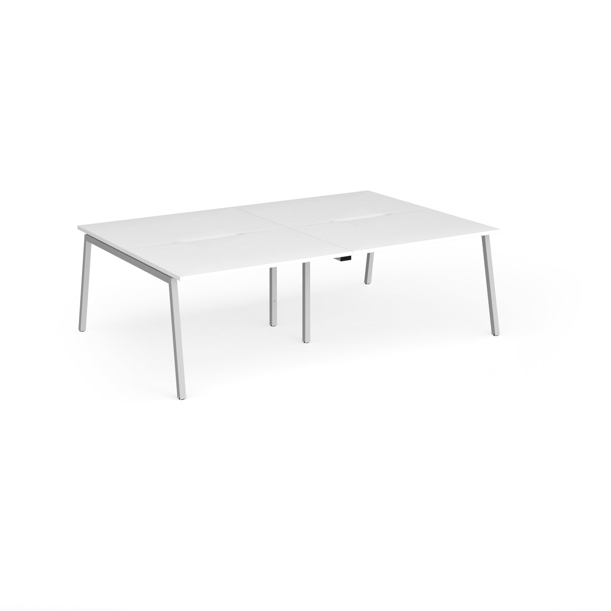 Connex Angled 2400 x 1600 x 725mm Back to Back Desk ( 4 x 1200mm ) - Silver Frame / White Top - view 1
