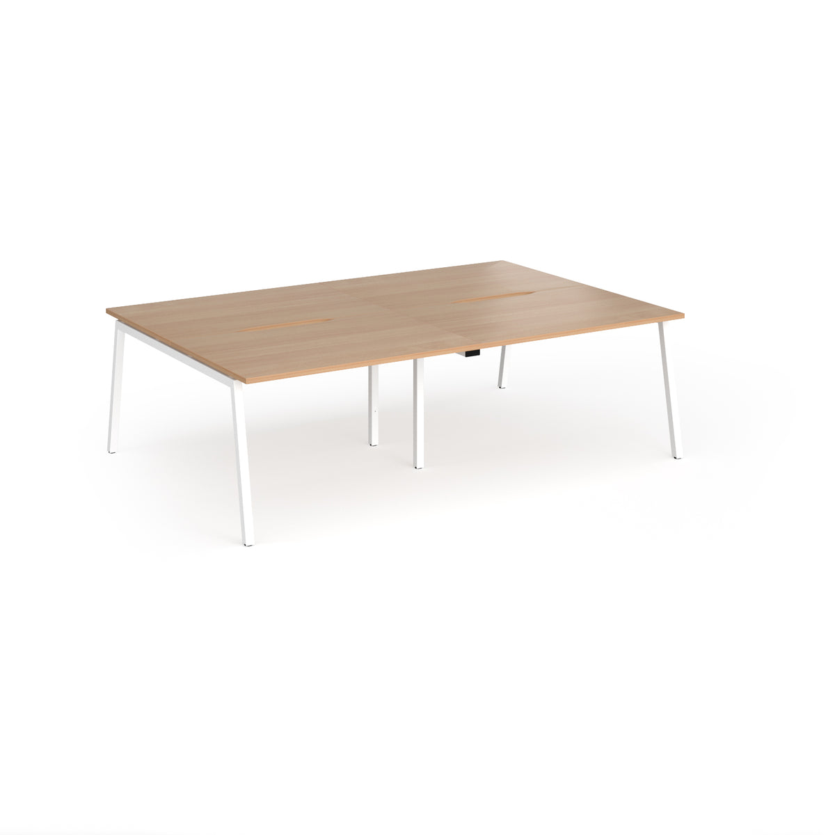 Connex Angled 2400 x 1600 x 725mm Back to Back Desk ( 4 x 1200mm ) - White Frame / Beech Top - view 1