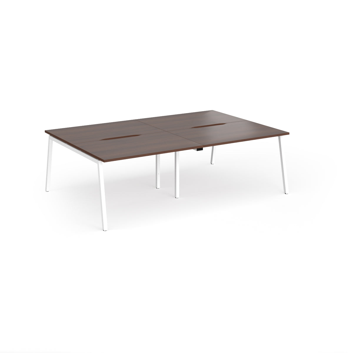 Connex Angled 2400 x 1600 x 725mm Back to Back Desk ( 4 x 1200mm ) - White Frame / Walnut Top - view 1