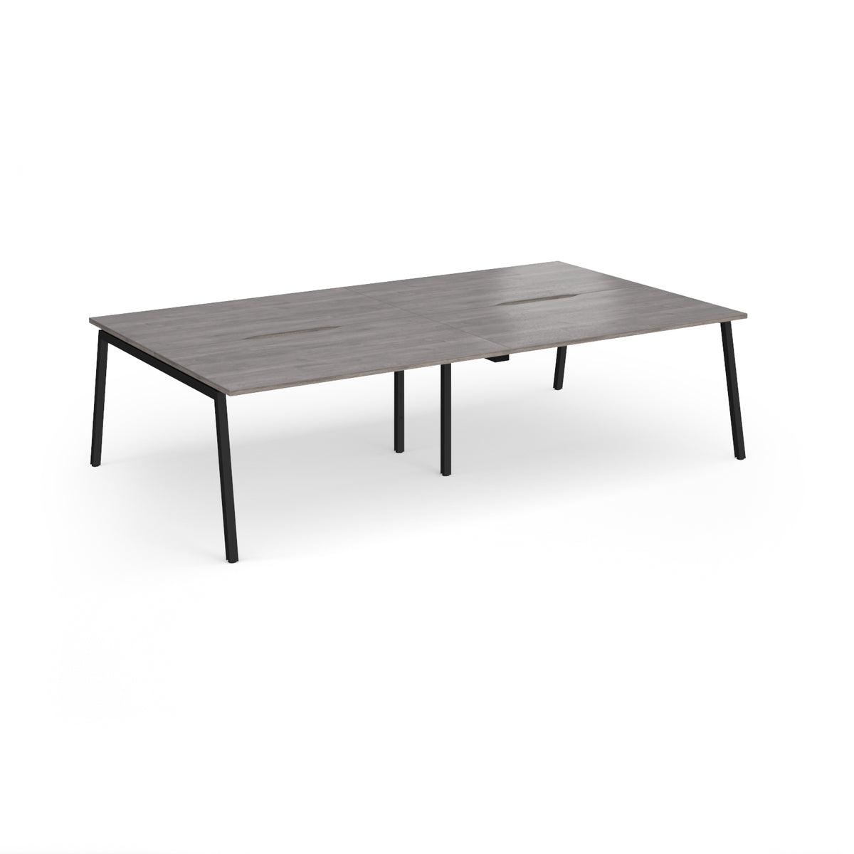 Connex Angled 2800 x 1600 x 725mm Back to Back Desk ( 4 x 1400mm ) - Black Frame / Grey Oak Top - view 1
