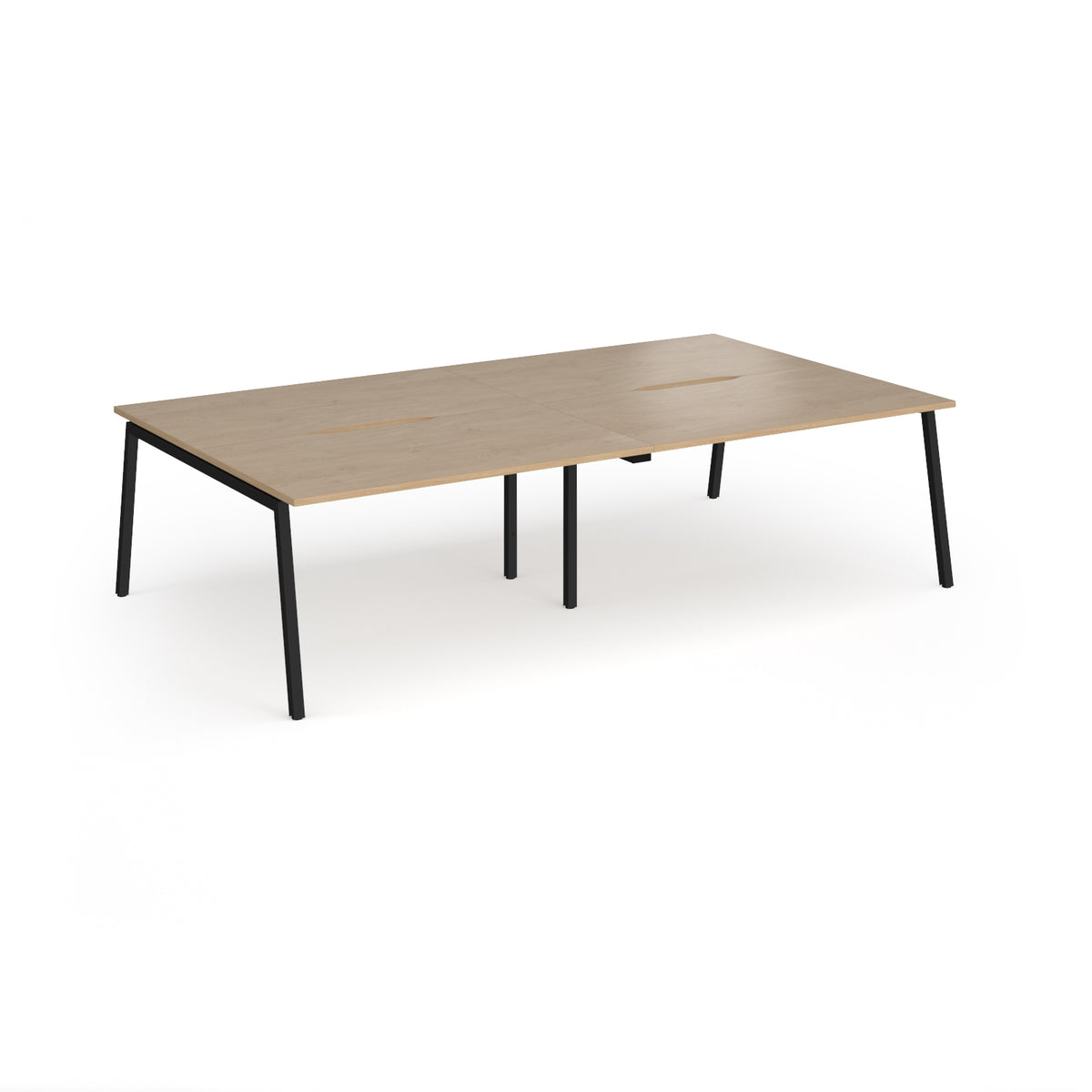 Connex Angled 2800 x 1600 x 725mm Back to Back Desk ( 4 x 1400mm ) - Black Frame / Kendal Oak Top - view 1