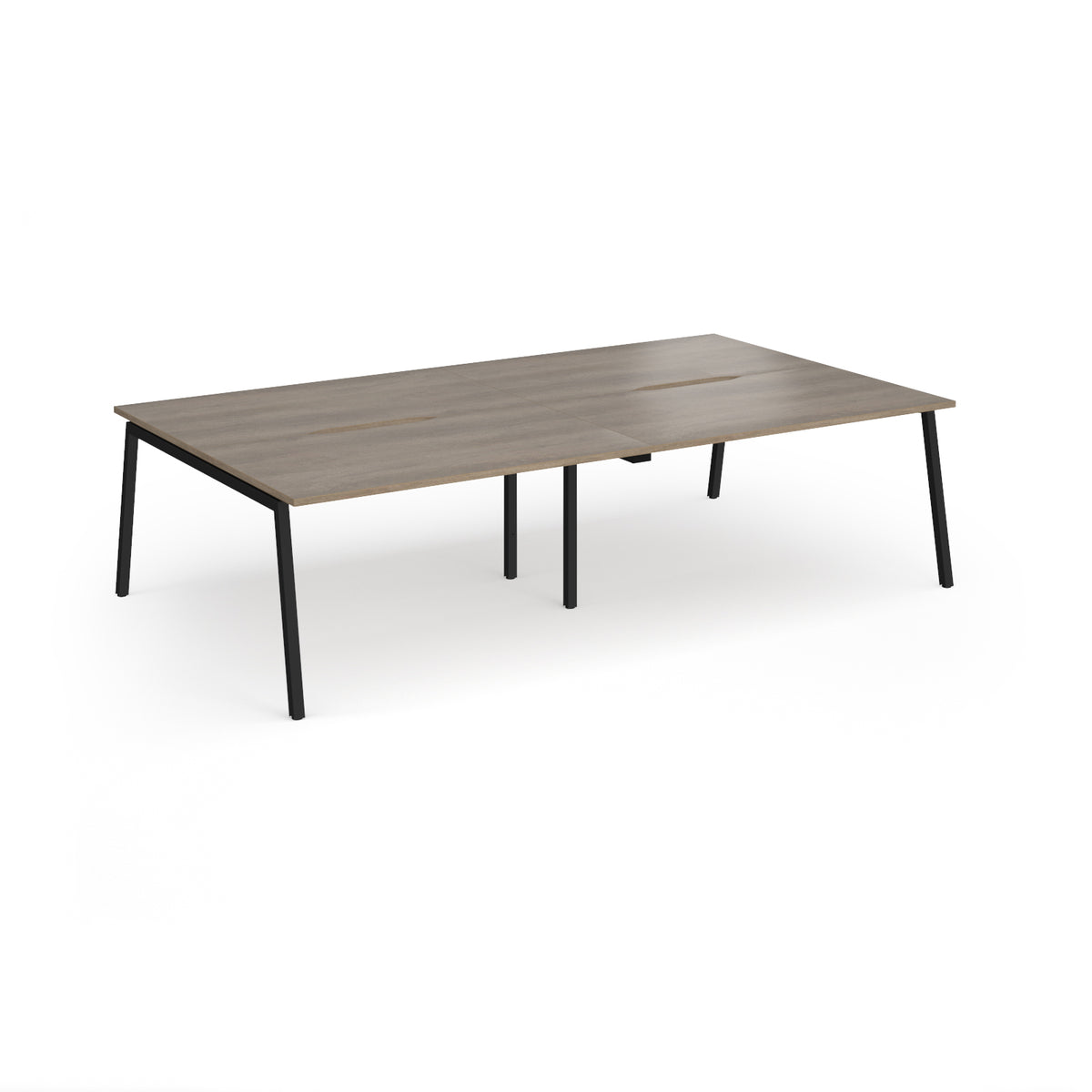 Connex Angled 2800 x 1600 x 725mm Back to Back Desk ( 4 x 1400mm ) - Black Frame / Nebraska Oak Top - view 1