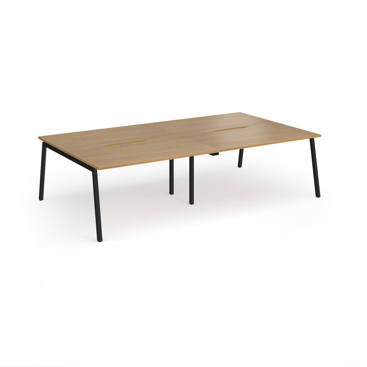Connex Angled 2800 x 1600 x 725mm Back to Back Desk ( 4 x 1400mm ) - Black Frame / Oak Top - view 1