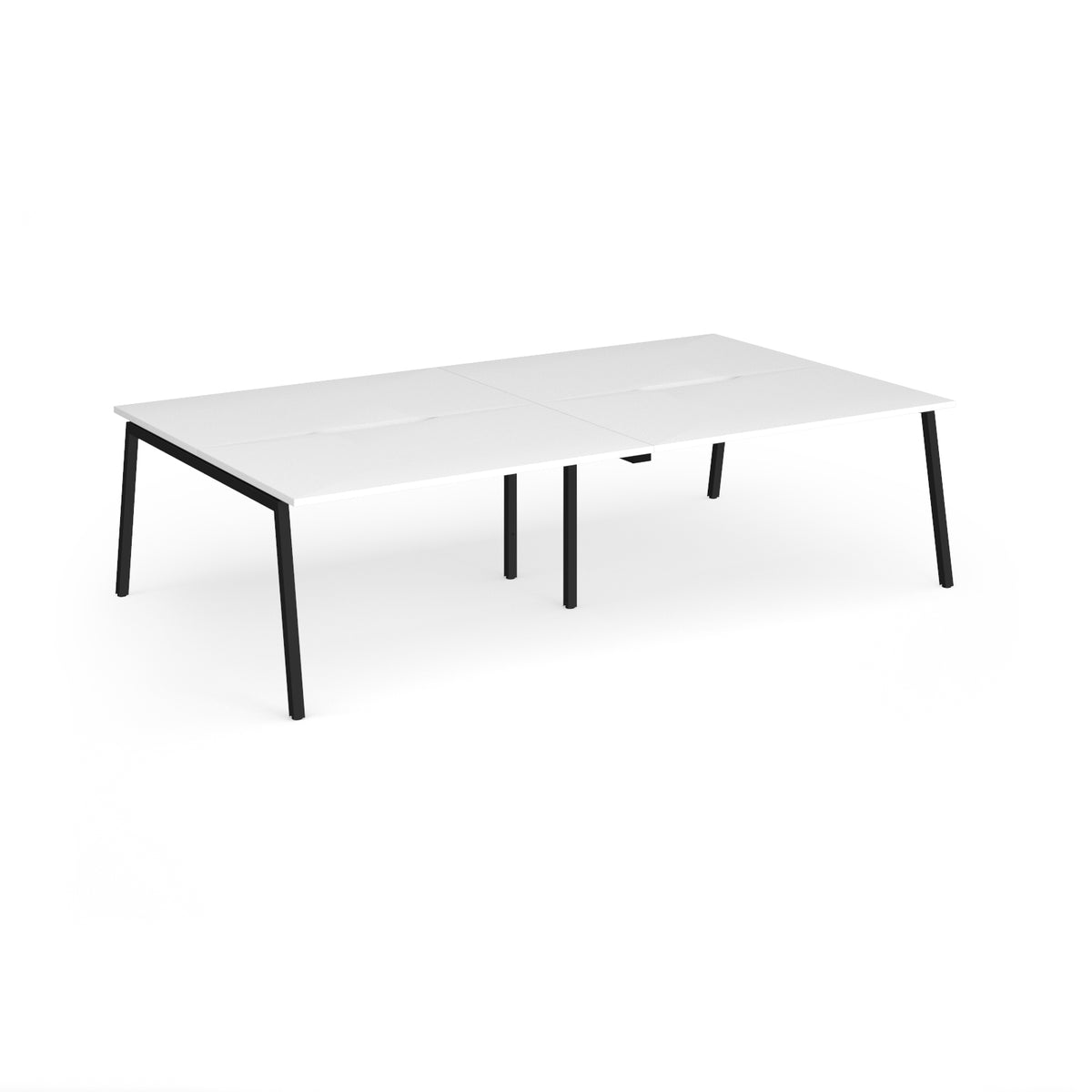 Connex Angled 2800 x 1600 x 725mm Back to Back Desk ( 4 x 1400mm ) - Black Frame / White Top - view 1