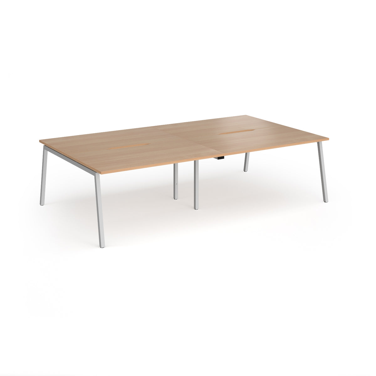 Connex Angled 2800 x 1600 x 725mm Back to Back Desk ( 4 x 1400mm ) - Silver Frame / Beech Top - view 1