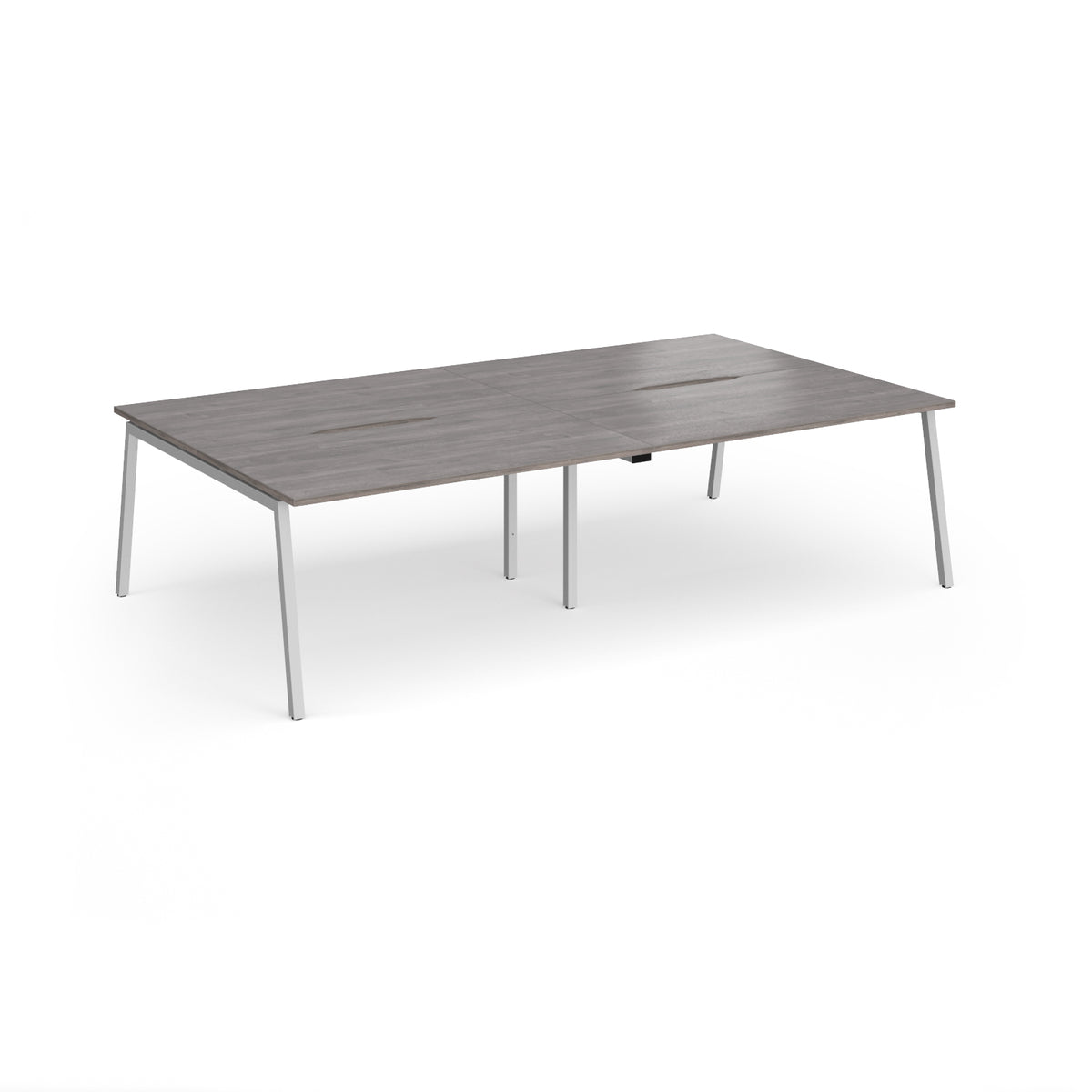 Connex Angled 2800 x 1600 x 725mm Back to Back Desk ( 4 x 1400mm ) - Silver Frame / Grey Oak Top - view 1