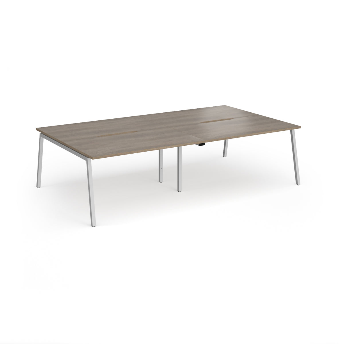 Connex Angled 2800 x 1600 x 725mm Back to Back Desk ( 4 x 1400mm ) - Silver Frame / Nebraska Oak Top - view 1