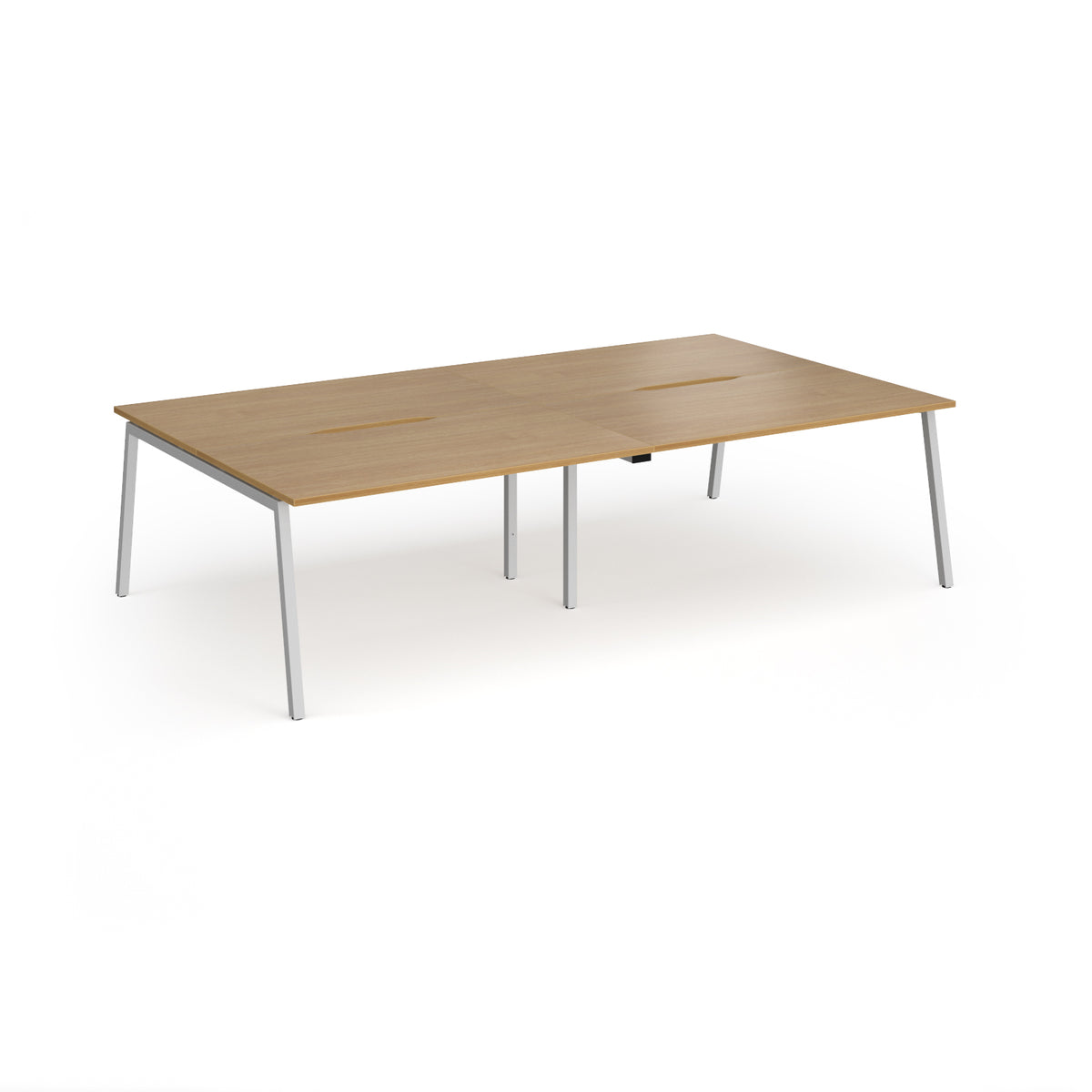 Connex Angled 2800 x 1600 x 725mm Back to Back Desk ( 4 x 1400mm ) - Silver Frame / Oak Top - view 1