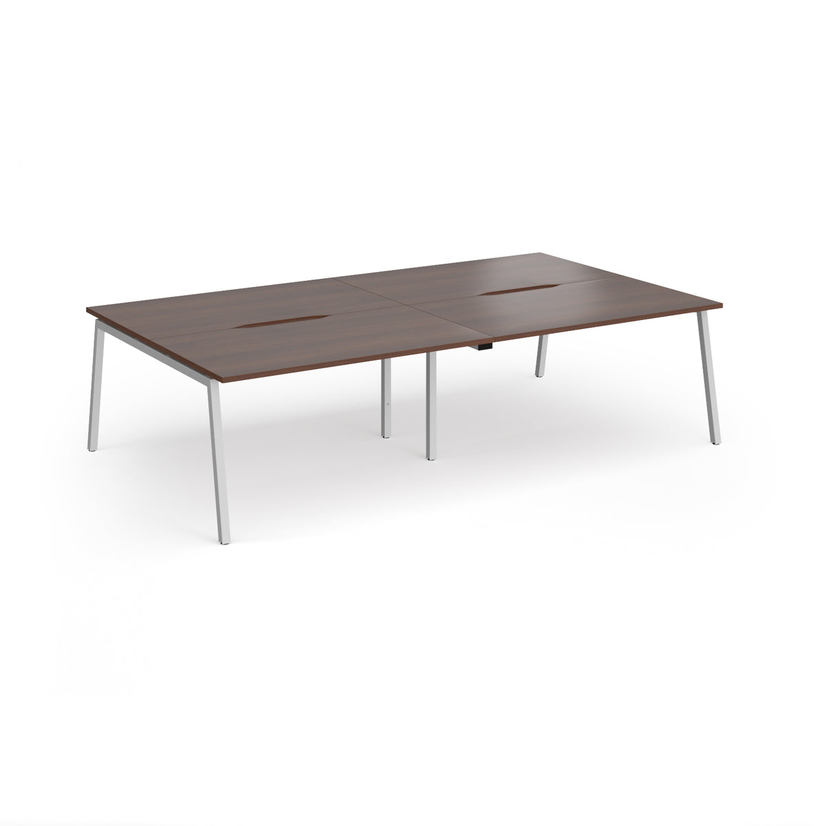 Connex Angled 2800 x 1600 x 725mm Back to Back Desk ( 4 x 1400mm ) - Silver Frame / Walnut Top - view 1
