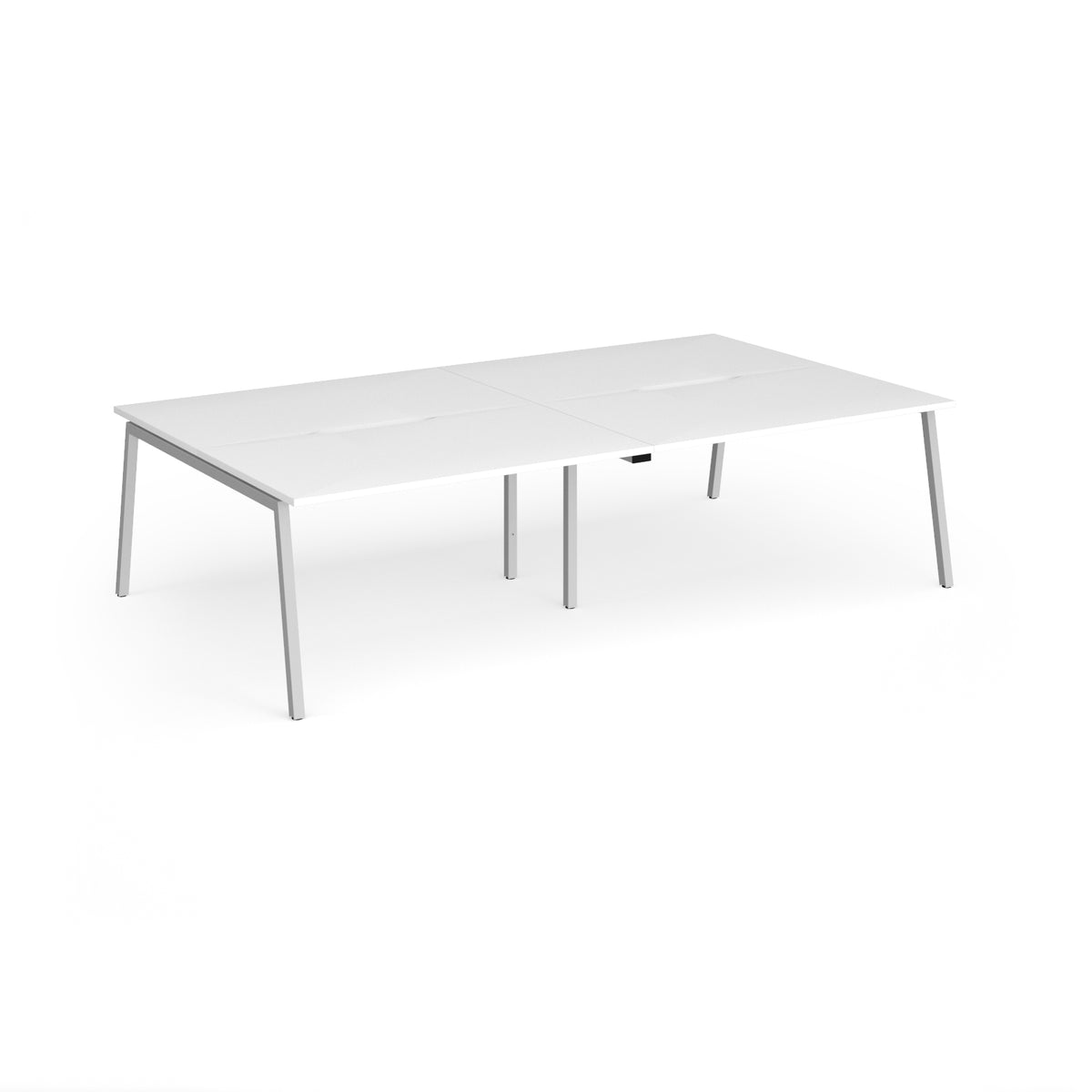Connex Angled 2800 x 1600 x 725mm Back to Back Desk ( 4 x 1400mm ) - Silver Frame / White Top - view 1