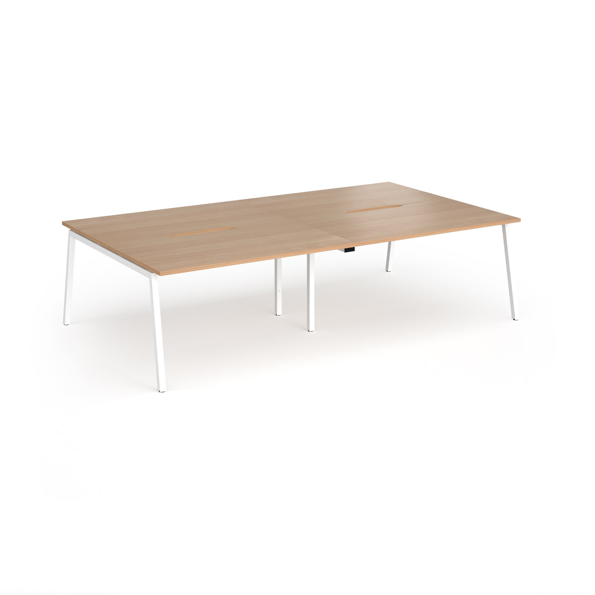 Connex Angled 2800 x 1600 x 725mm Back to Back Desk ( 4 x 1400mm ) - White Frame / Beech Top - view 1