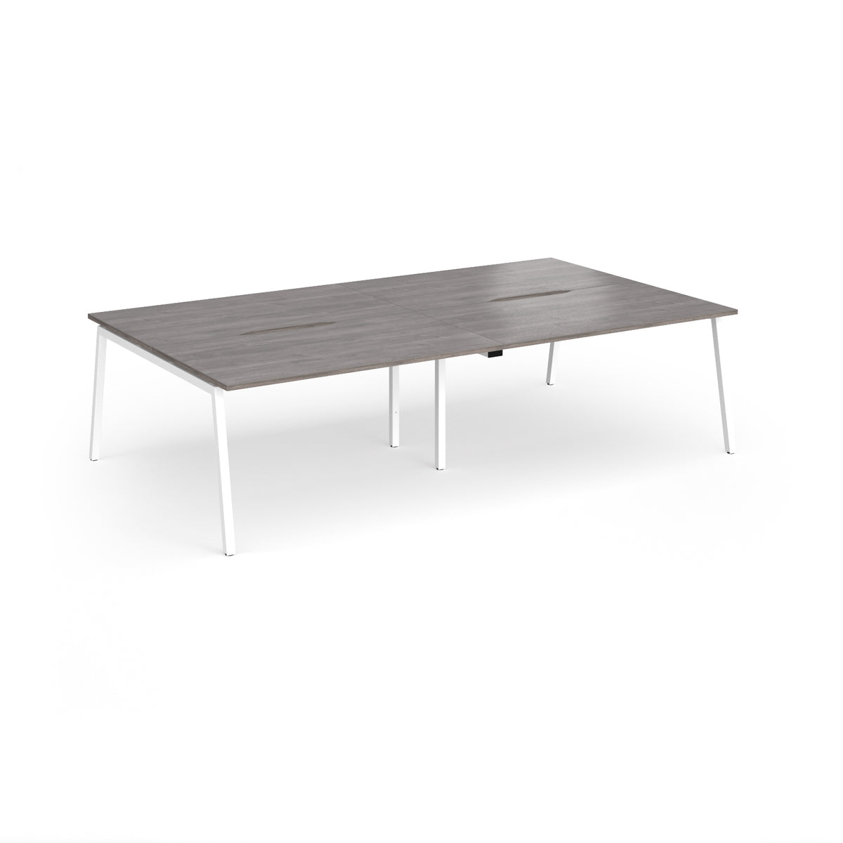 Connex Angled 2800 x 1600 x 725mm Back to Back Desk ( 4 x 1400mm ) - White Frame / Grey Oak Top - view 1