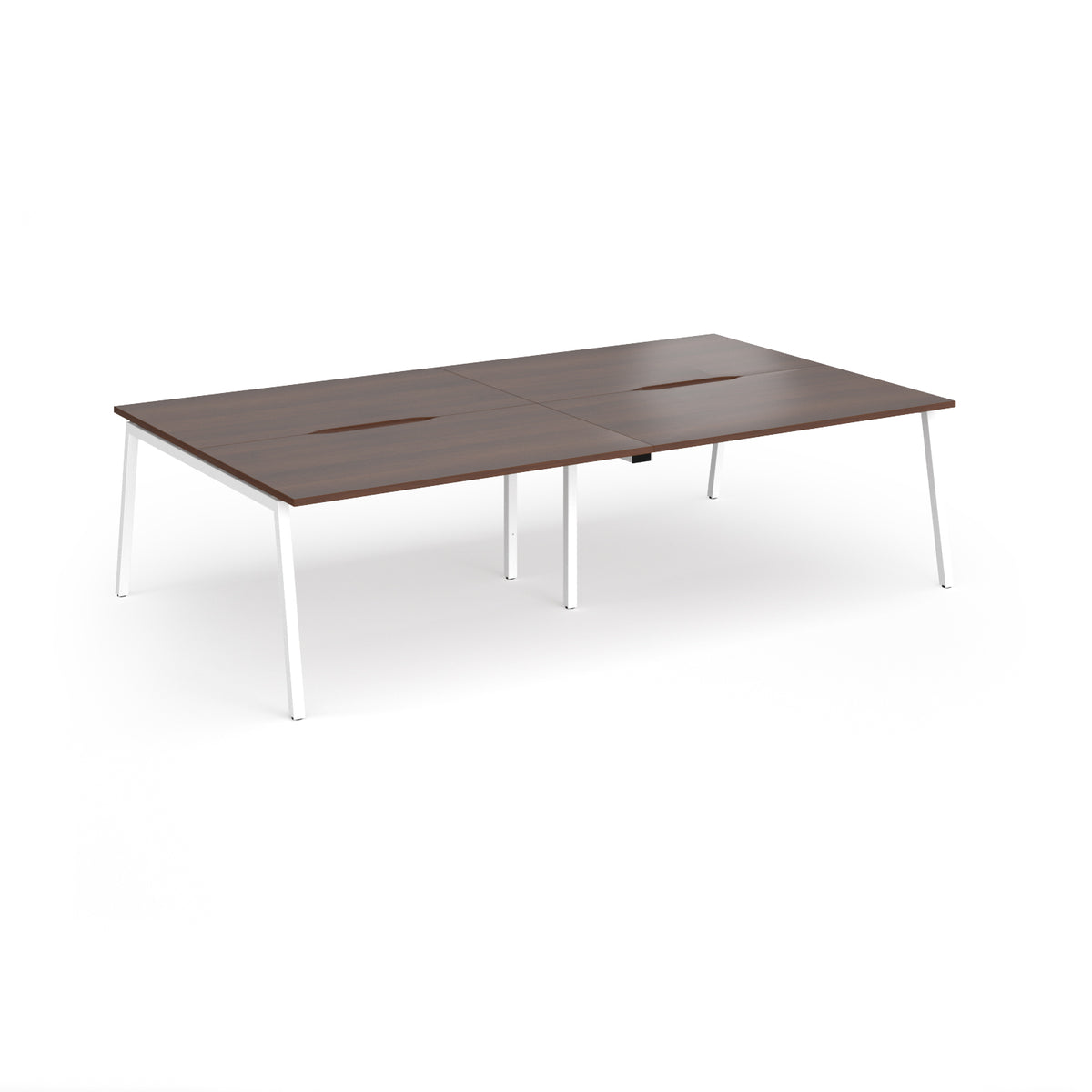 Connex Angled 2800 x 1600 x 725mm Back to Back Desk ( 4 x 1400mm ) - White Frame / Walnut Top - view 1