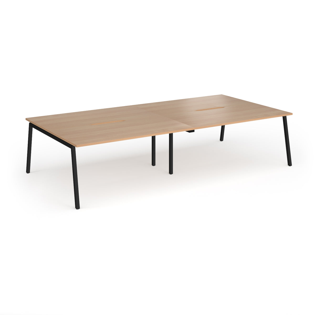 Connex Angled 3200 x 1600 x 725mm Back to Back Desk ( 4 x 1600mm ) - Black Frame / Beech Top - view 1