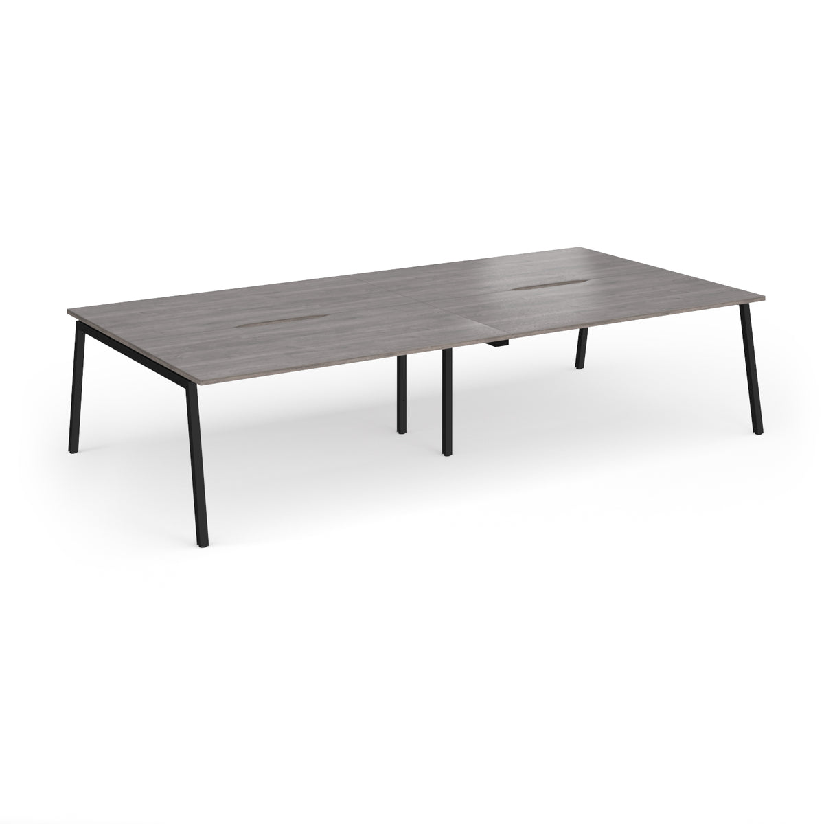 Connex Angled 3200 x 1600 x 725mm Back to Back Desk ( 4 x 1600mm ) - Black Frame / Grey Oak Top - view 1