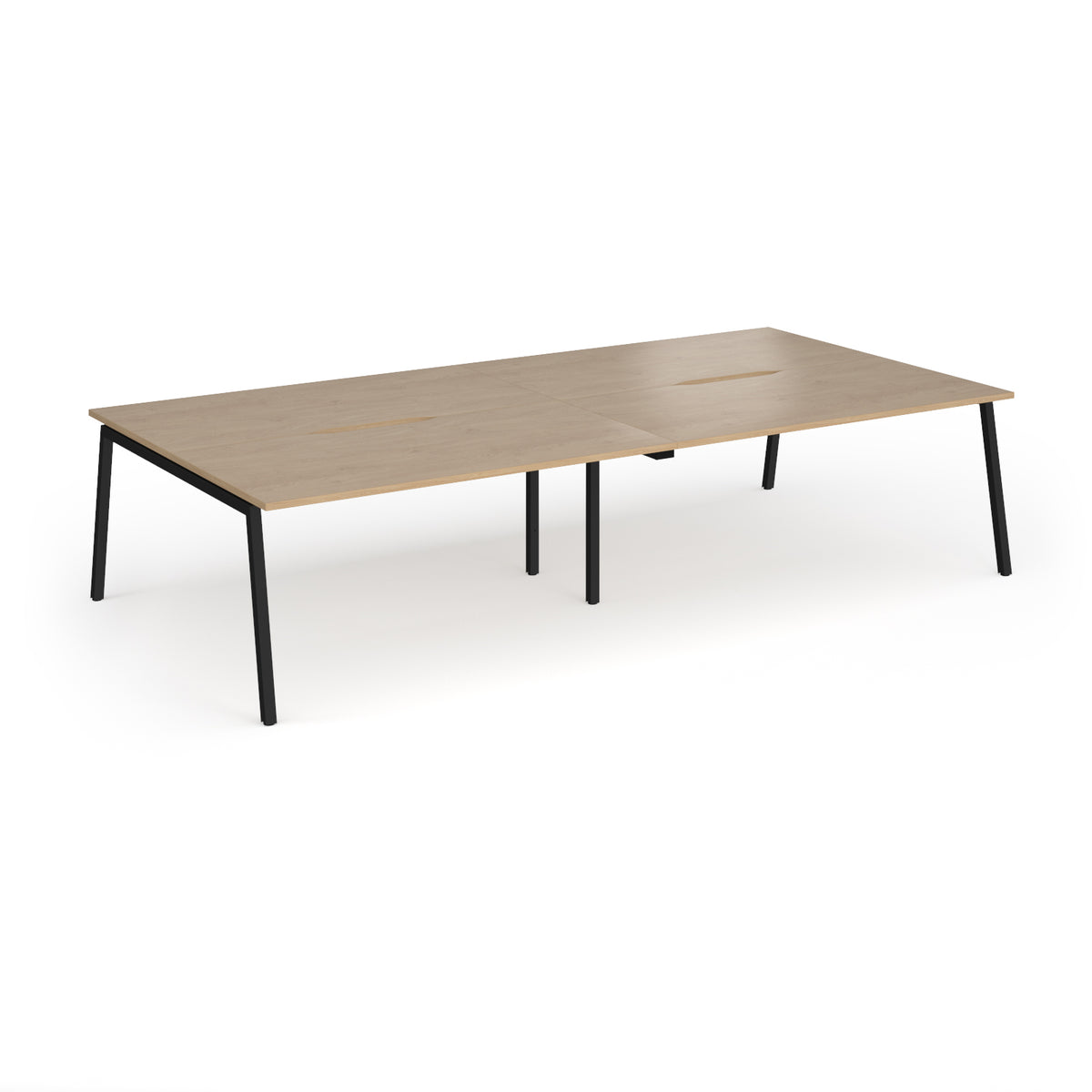 Connex Angled 3200 x 1600 x 725mm Back to Back Desk ( 4 x 1600mm ) - Black Frame / Kendal Oak Top - view 1