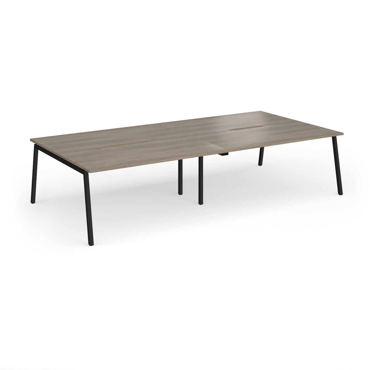 Connex Angled 3200 x 1600 x 725mm Back to Back Desk ( 4 x 1600mm ) - Black Frame / Nebraska Oak Top - view 1