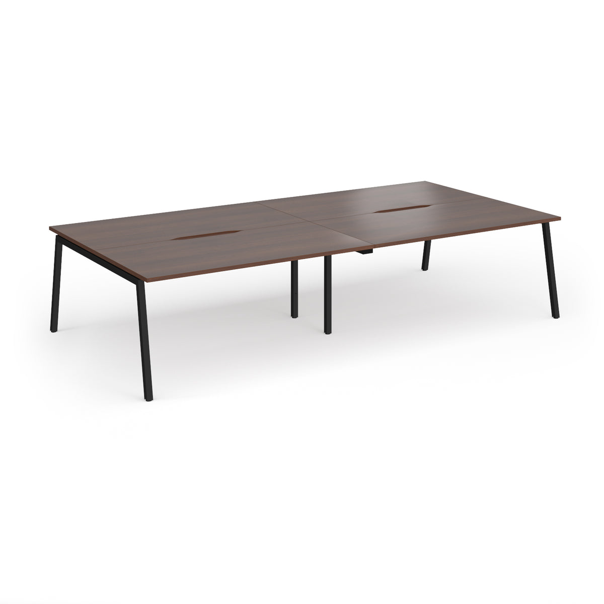 Connex Angled 3200 x 1600 x 725mm Back to Back Desk ( 4 x 1600mm ) - Black Frame / Walnut Top - view 1
