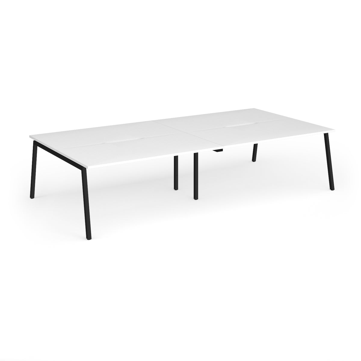 Connex Angled 3200 x 1600 x 725mm Back to Back Desk ( 4 x 1600mm ) - Black Frame / White Top - view 1