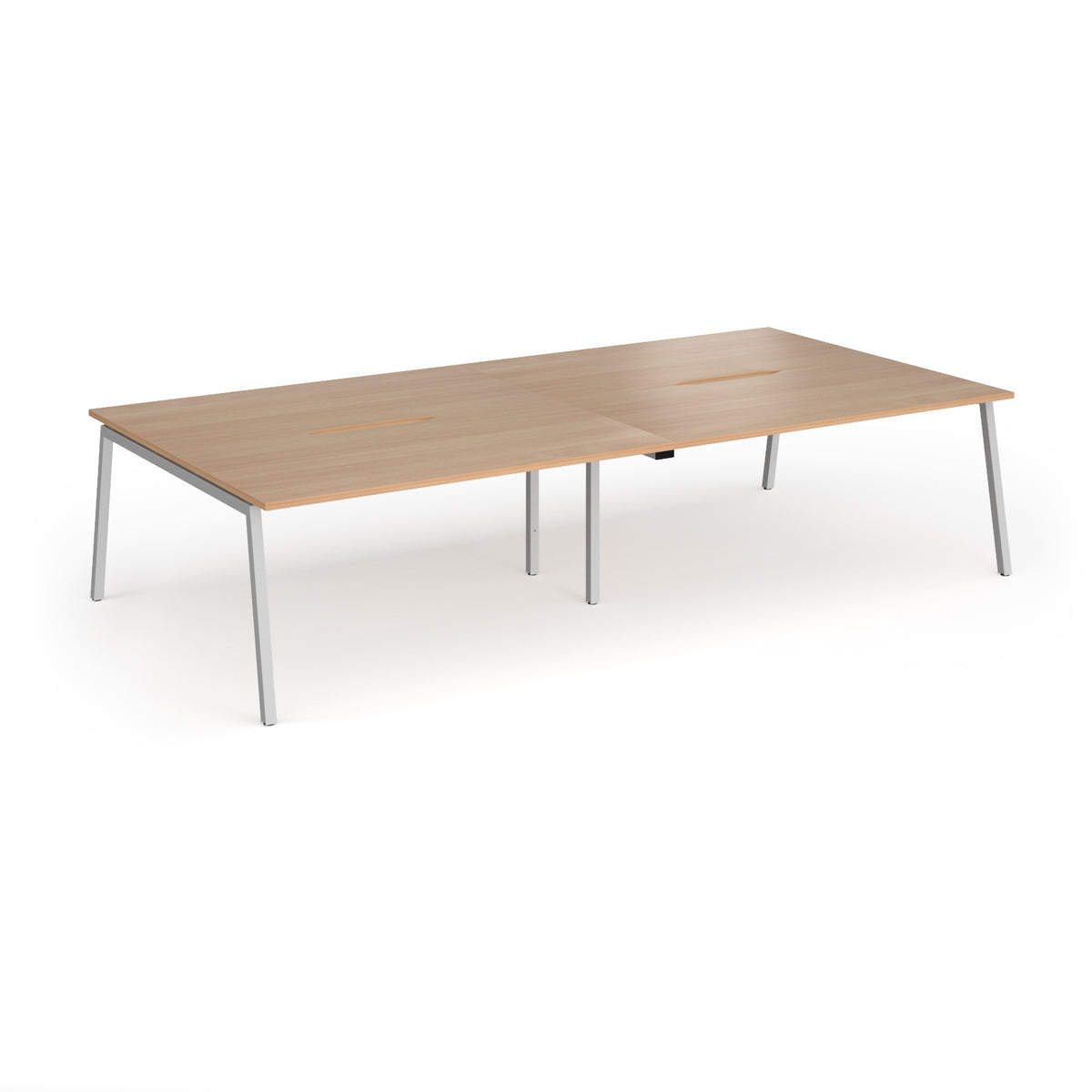 Connex Angled 3200 x 1600 x 725mm Back to Back Desk ( 4 x 1600mm ) - Silver Frame / Beech Top - view 1