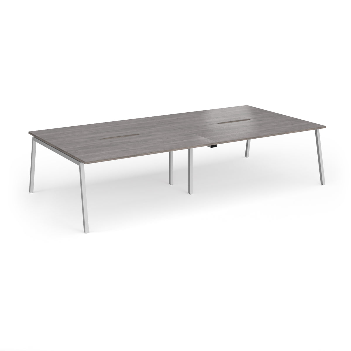 Connex Angled 3200 x 1600 x 725mm Back to Back Desk ( 4 x 1600mm ) - Silver Frame / Grey Oak Top - view 1