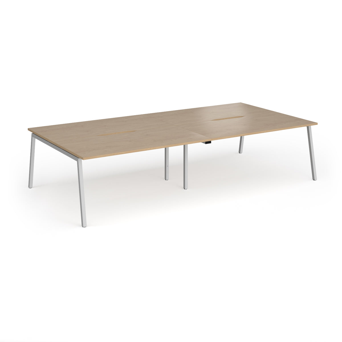 Connex Angled 3200 x 1600 x 725mm Back to Back Desk ( 4 x 1600mm ) - Silver Frame / Kendal Oak Top - view 1