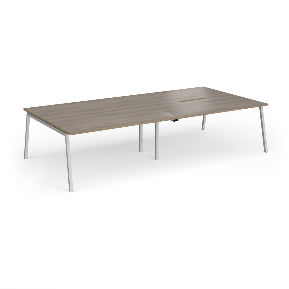 Connex Angled 3200 x 1600 x 725mm Back to Back Desk ( 4 x 1600mm ) - Silver Frame / Nebraska Oak Top - view 1