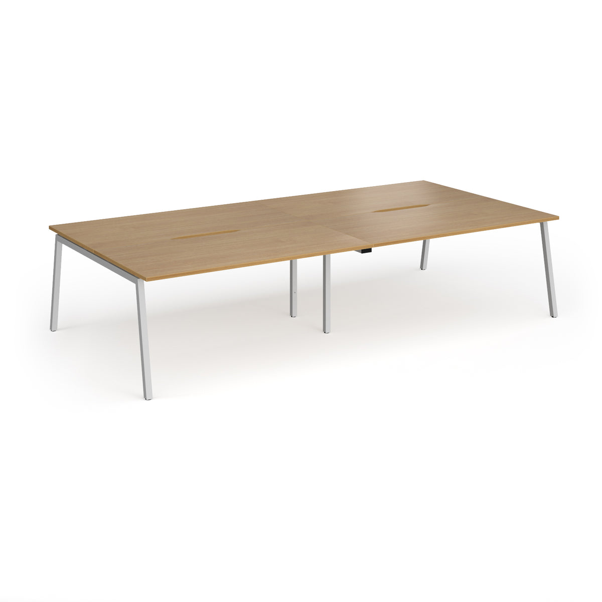 Connex Angled 3200 x 1600 x 725mm Back to Back Desk ( 4 x 1600mm ) - Silver Frame / Oak Top - view 1