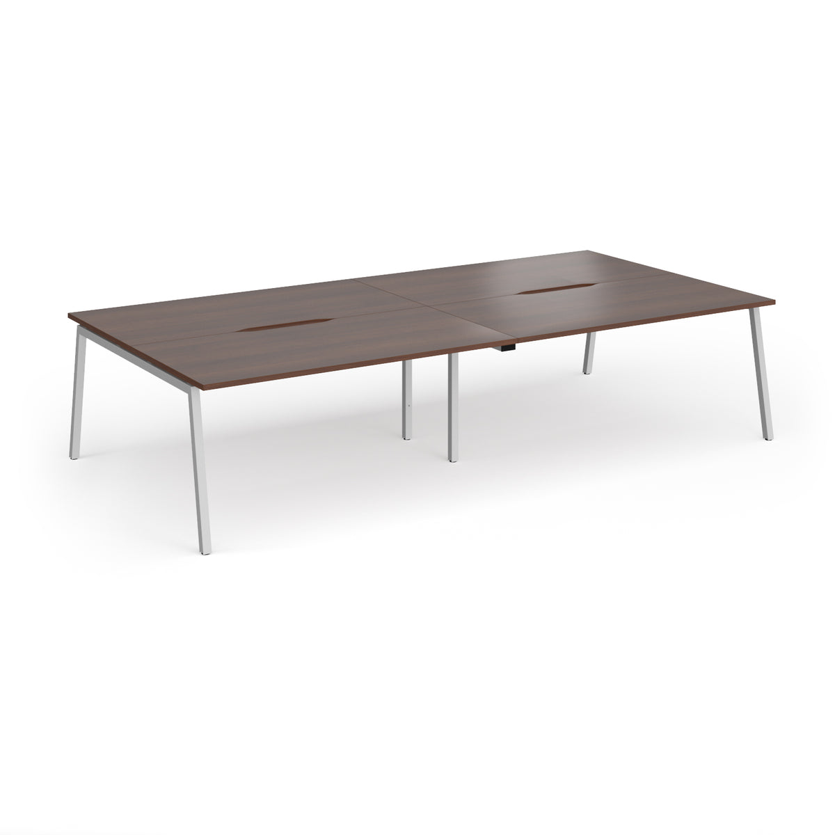 Connex Angled 3200 x 1600 x 725mm Back to Back Desk ( 4 x 1600mm ) - Silver Frame / Walnut Top - view 1