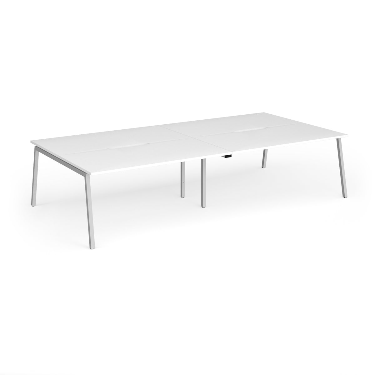 Connex Angled 3200 x 1600 x 725mm Back to Back Desk ( 4 x 1600mm ) - Silver Frame / White Top - view 1