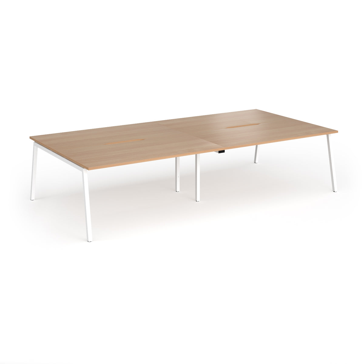 Connex Angled 3200 x 1600 x 725mm Back to Back Desk ( 4 x 1600mm ) - White Frame / Beech Top - view 1