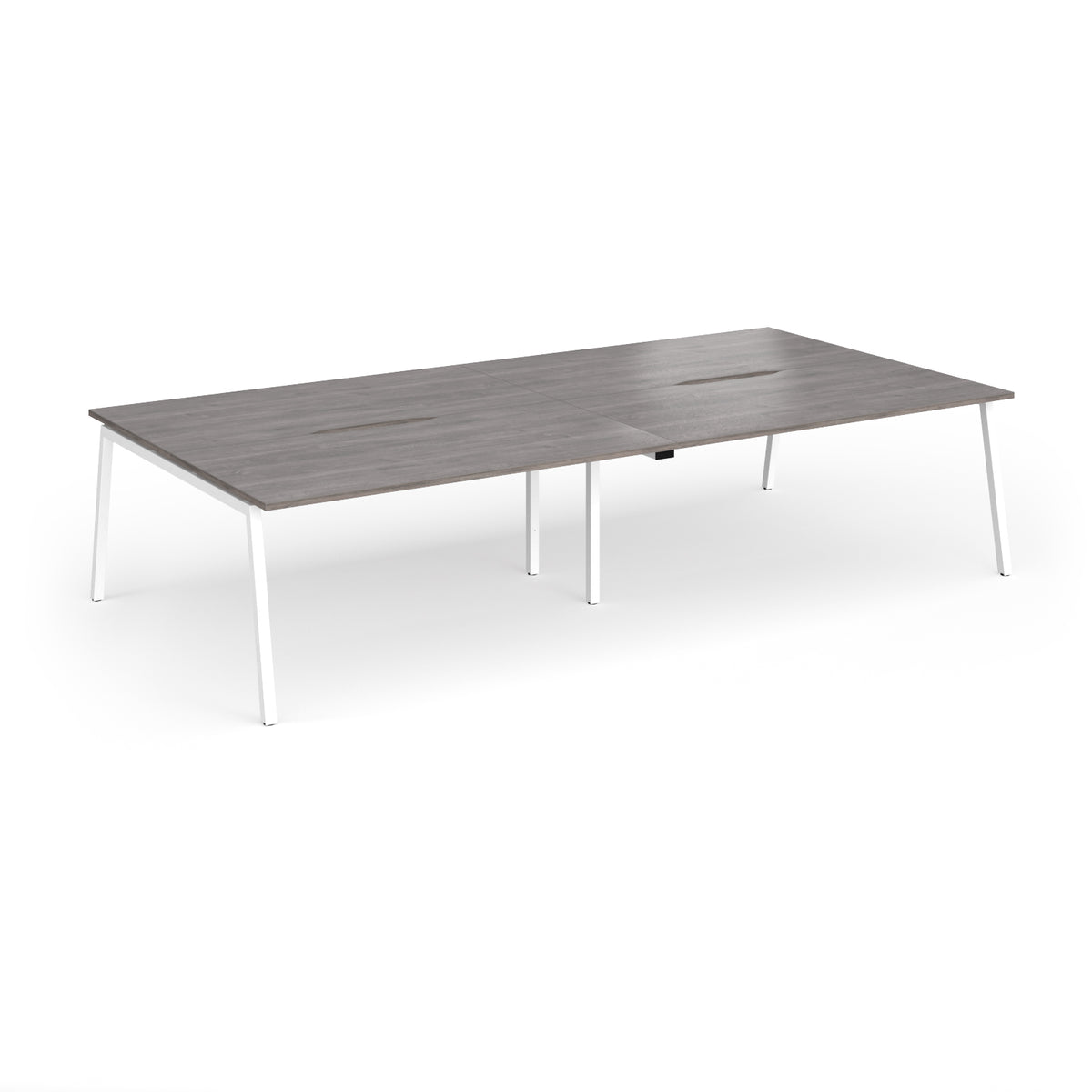Connex Angled 3200 x 1600 x 725mm Back to Back Desk ( 4 x 1600mm ) - White Frame / Grey Oak Top - view 1