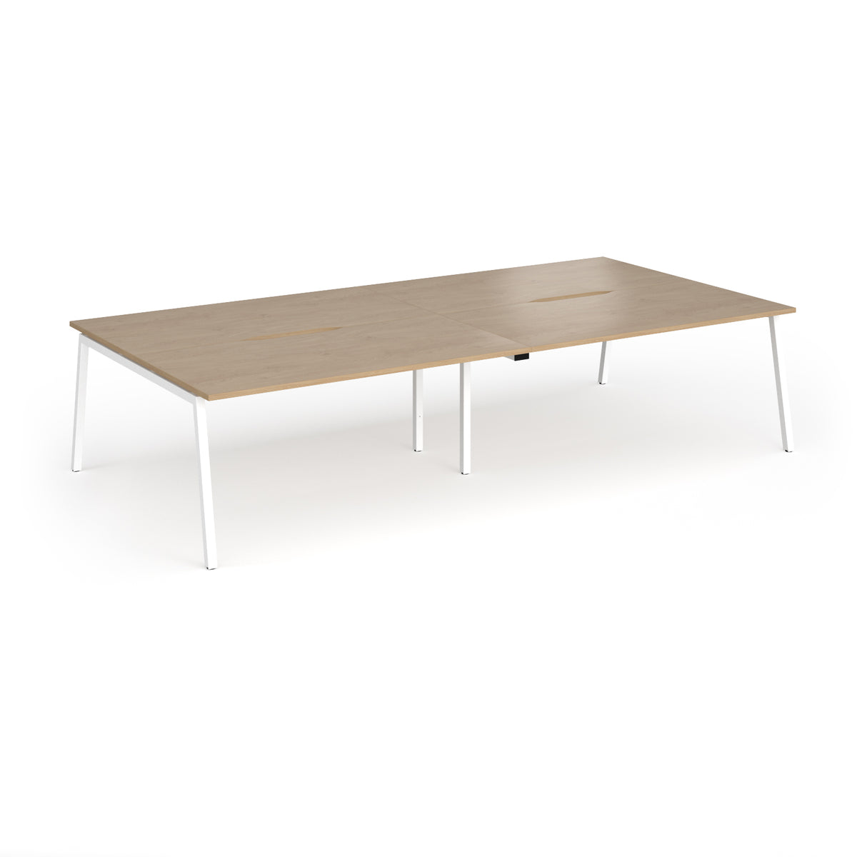 Connex Angled 3200 x 1600 x 725mm Back to Back Desk ( 4 x 1600mm ) - White Frame / Kendal Oak Top - view 1