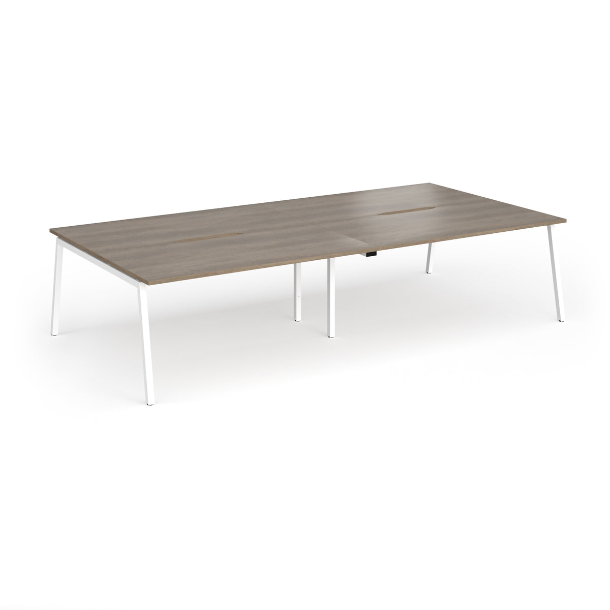 Connex Angled 3200 x 1600 x 725mm Back to Back Desk ( 4 x 1600mm ) - White Frame / Nebraska Oak Top - view 1