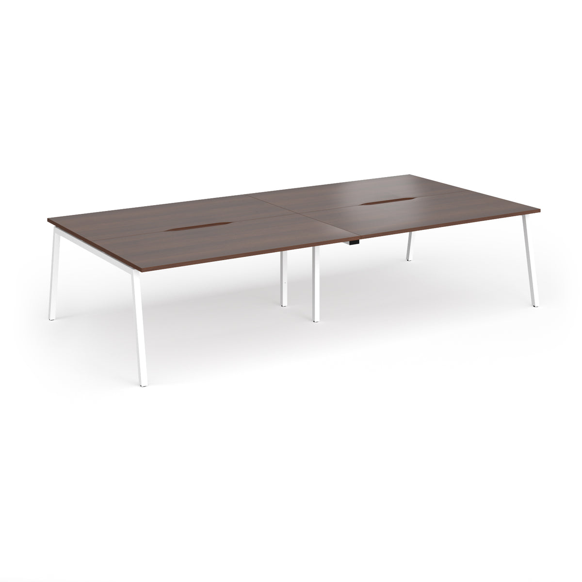 Connex Angled 3200 x 1600 x 725mm Back to Back Desk ( 4 x 1600mm ) - White Frame / Walnut Top - view 1