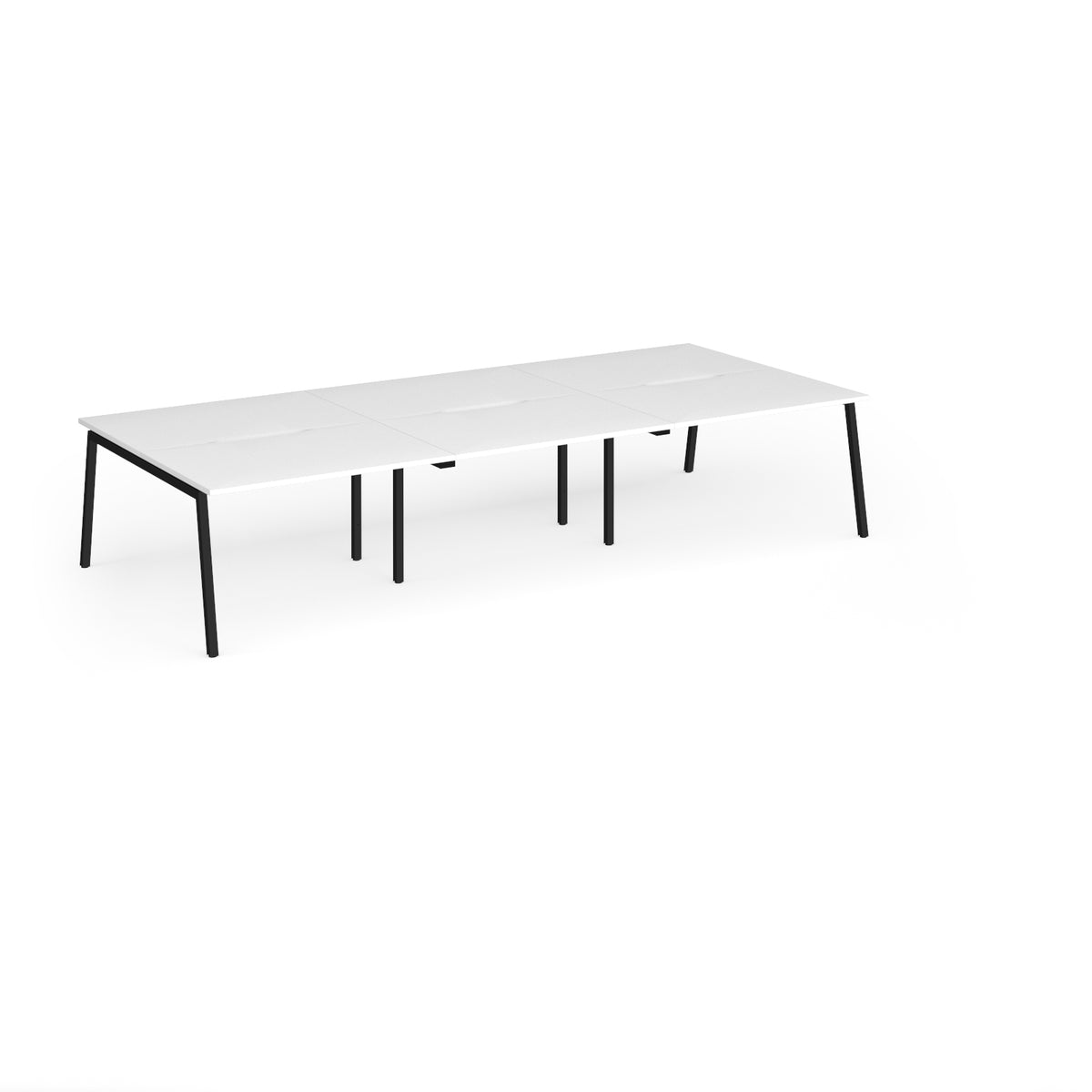 Connex Angled 3600 x 1600 x 725mm Back to Back Desk ( 6 x 1200mm ) - Black Frame / White Top - view 1