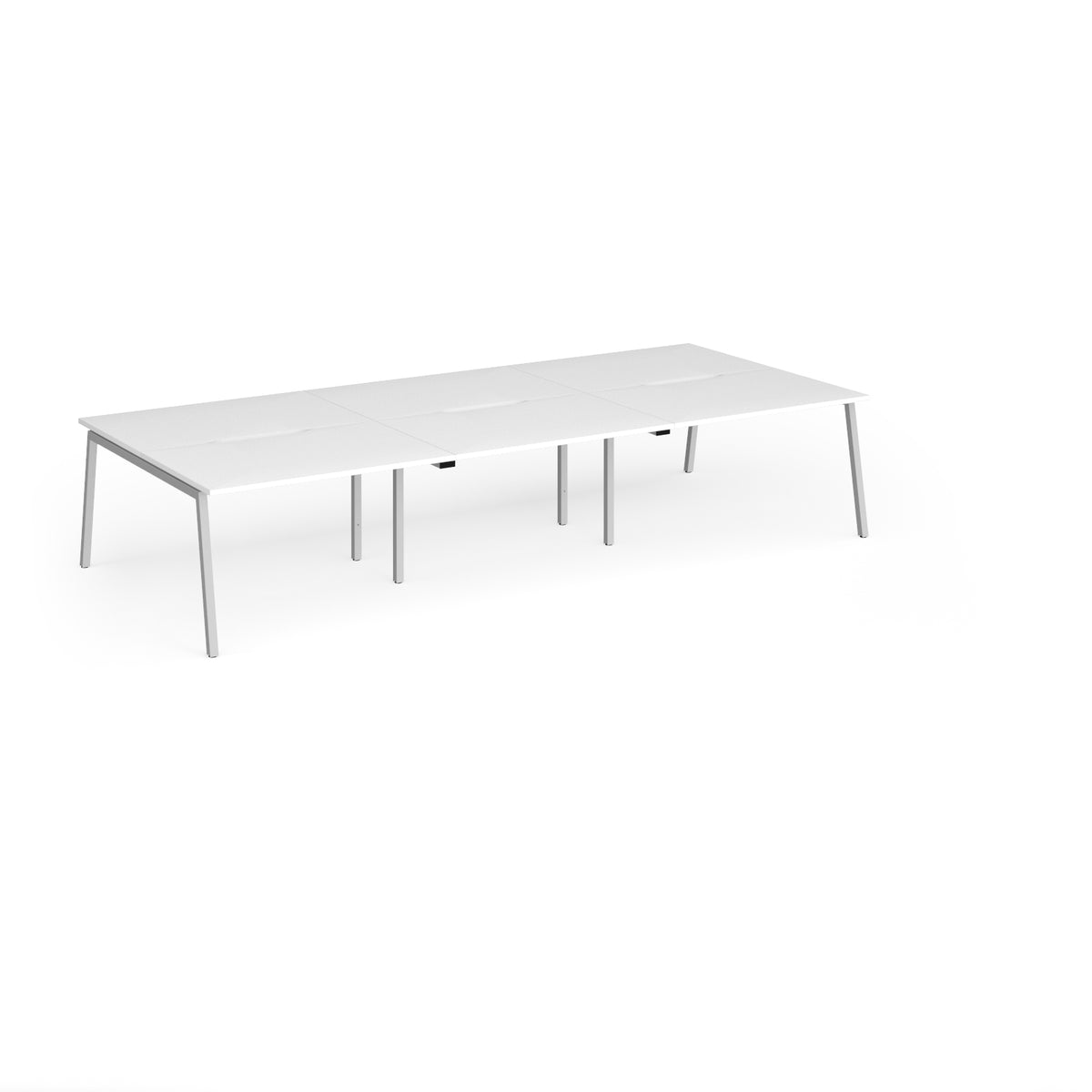 Connex Angled 3600 x 1600 x 725mm Back to Back Desk ( 6 x 1200mm ) - Silver Frame / White Top - view 1