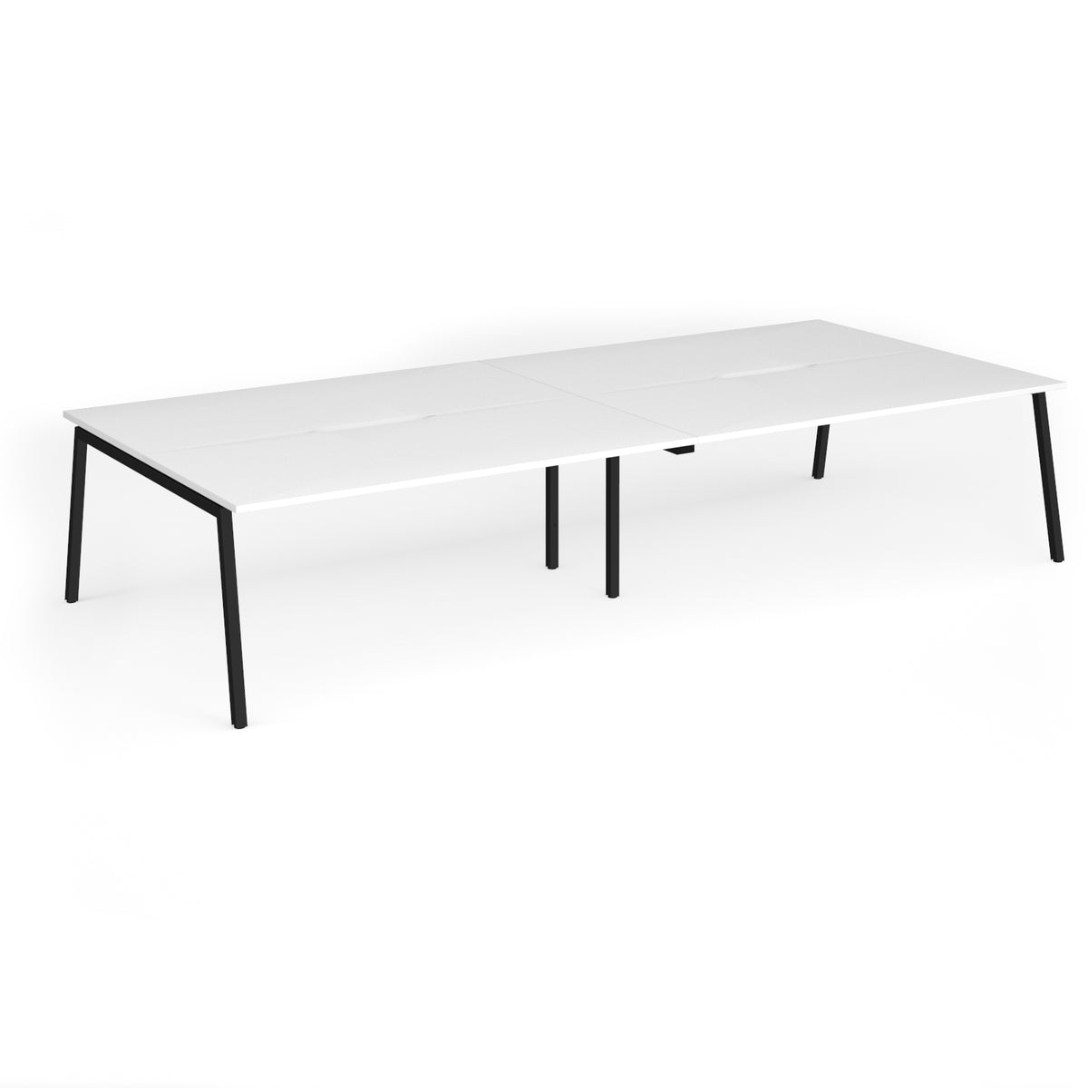 Connex Angled 3600 x 1600 x 725mm Back to Back Desk ( 4 x 1800mm ) - Black Frame / White Top - view 1