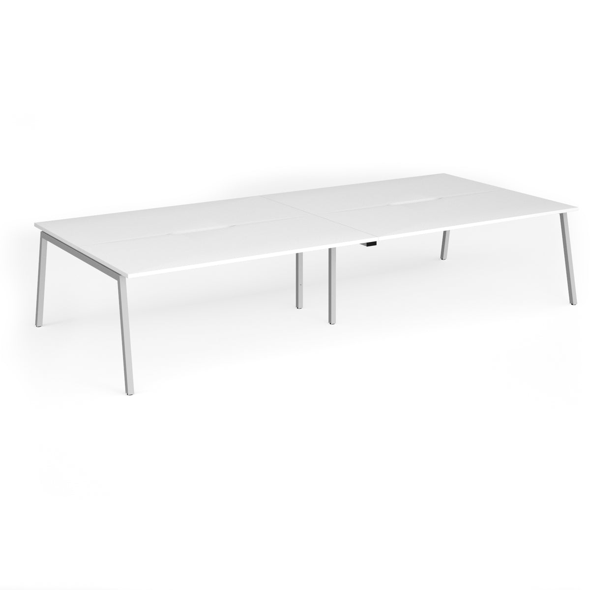 Connex Angled 3600 x 1600 x 725mm Back to Back Desk ( 4 x 1800mm ) - Silver Frame / White Top - view 1
