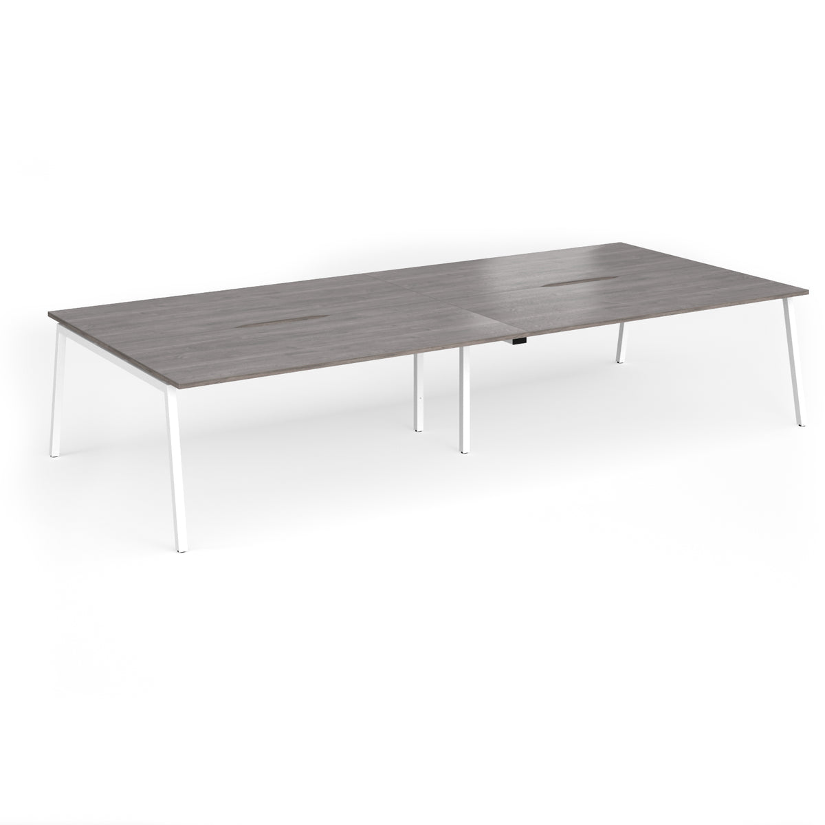 Connex Angled 3600 x 1600 x 725mm Back to Back Desk ( 4 x 1800mm ) - White Frame / Grey Oak Top - view 1